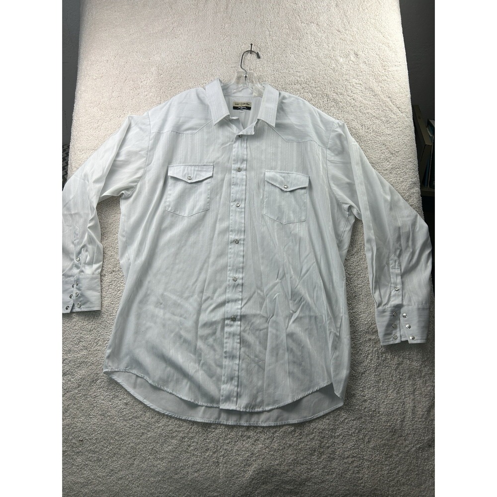 Gold Collection by Roper Mens 2XL Plaid Pearl‎ Snap White Long Sleeve Cowboy